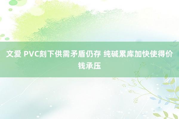 文爱 PVC刻下供需矛盾仍存 纯碱累库加快使得价钱承压